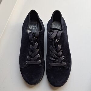 Eileen Fisher Black Clifton 111 Velvet Womens Size 7 1/2 Laces Up